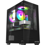 Gabinete Raptor Nova Prime TG x2 Mid-Tower RGB Fan x3 Black