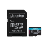 MicroSD KINGSTON 64GB c/Adap Canvas GO! Plus Gen4 (4K Camara-Drones)