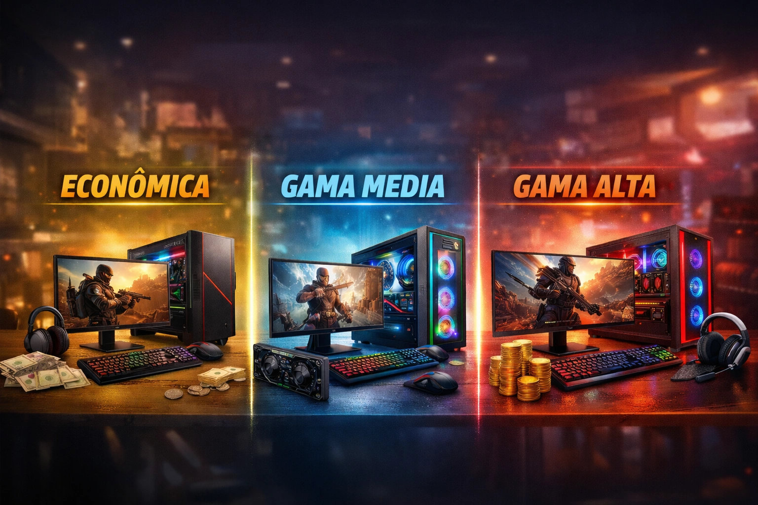 PC gamer económica, gama media y gama alta según presupuesto